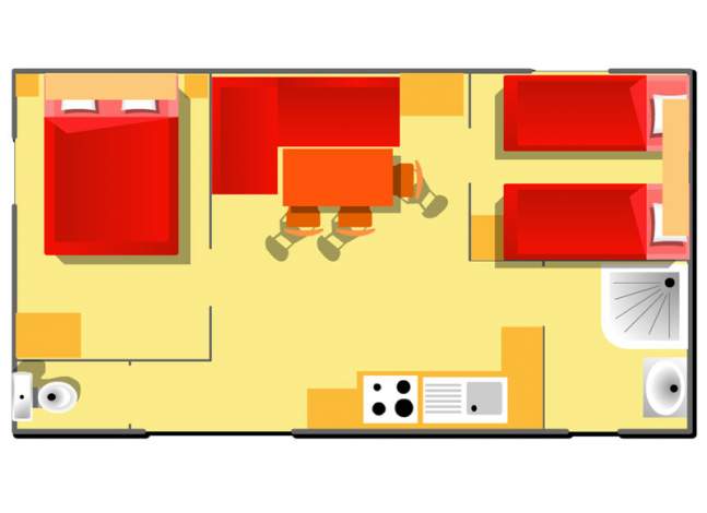 plan technique du locatif mobil-home marine 2 chambres